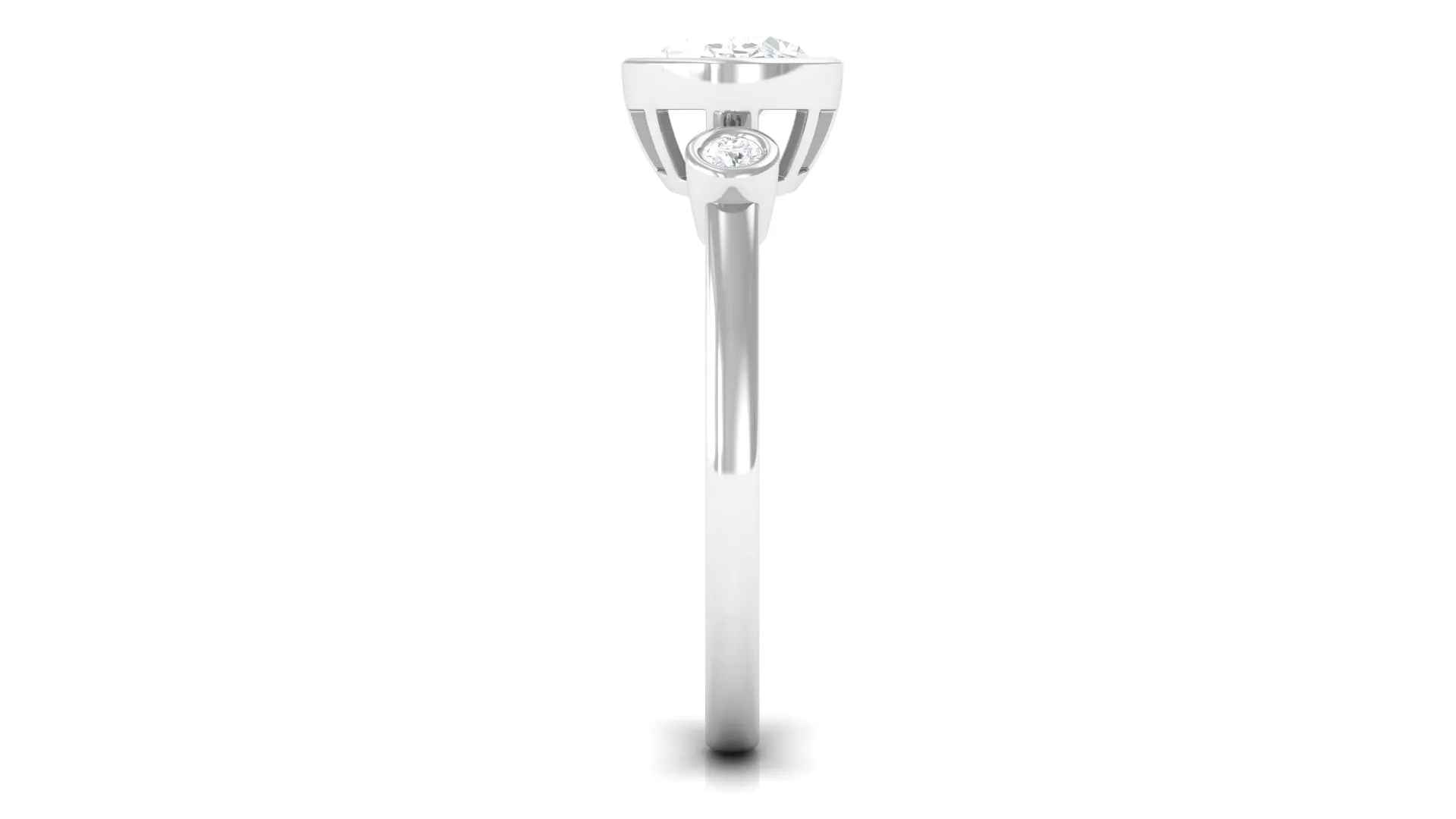 Bezel Set Oval Lab Grown Diamond East West Engagement Ring