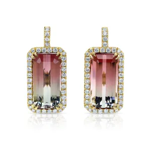 Bi-Color Tourmaline and Diamond Earrings