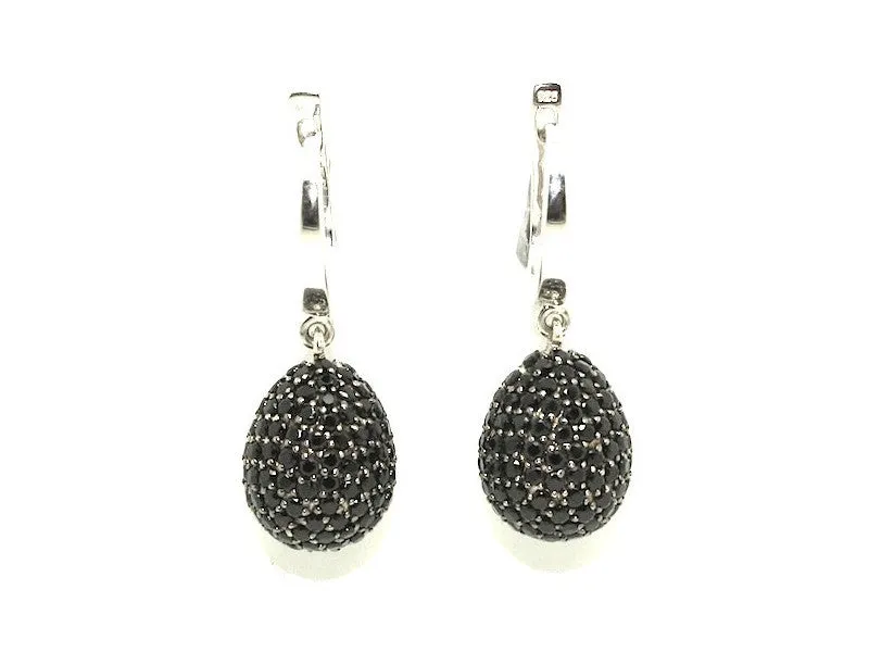 Black Spinel Studded Drop Earrings