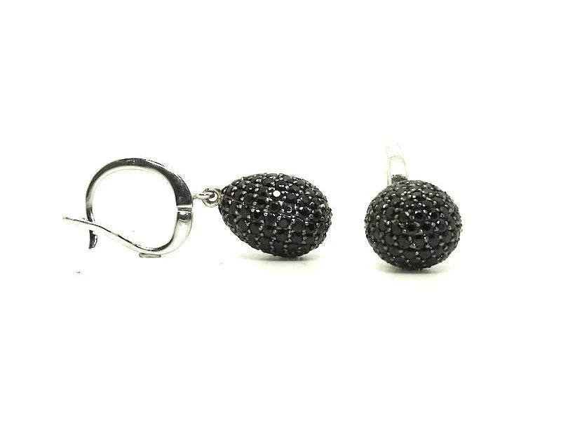 Black Spinel Studded Drop Earrings