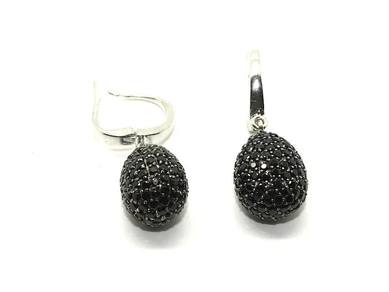 Black Spinel Studded Drop Earrings