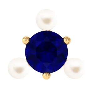 Blue Sapphire and Freshwater Pearl Cartilage Earring