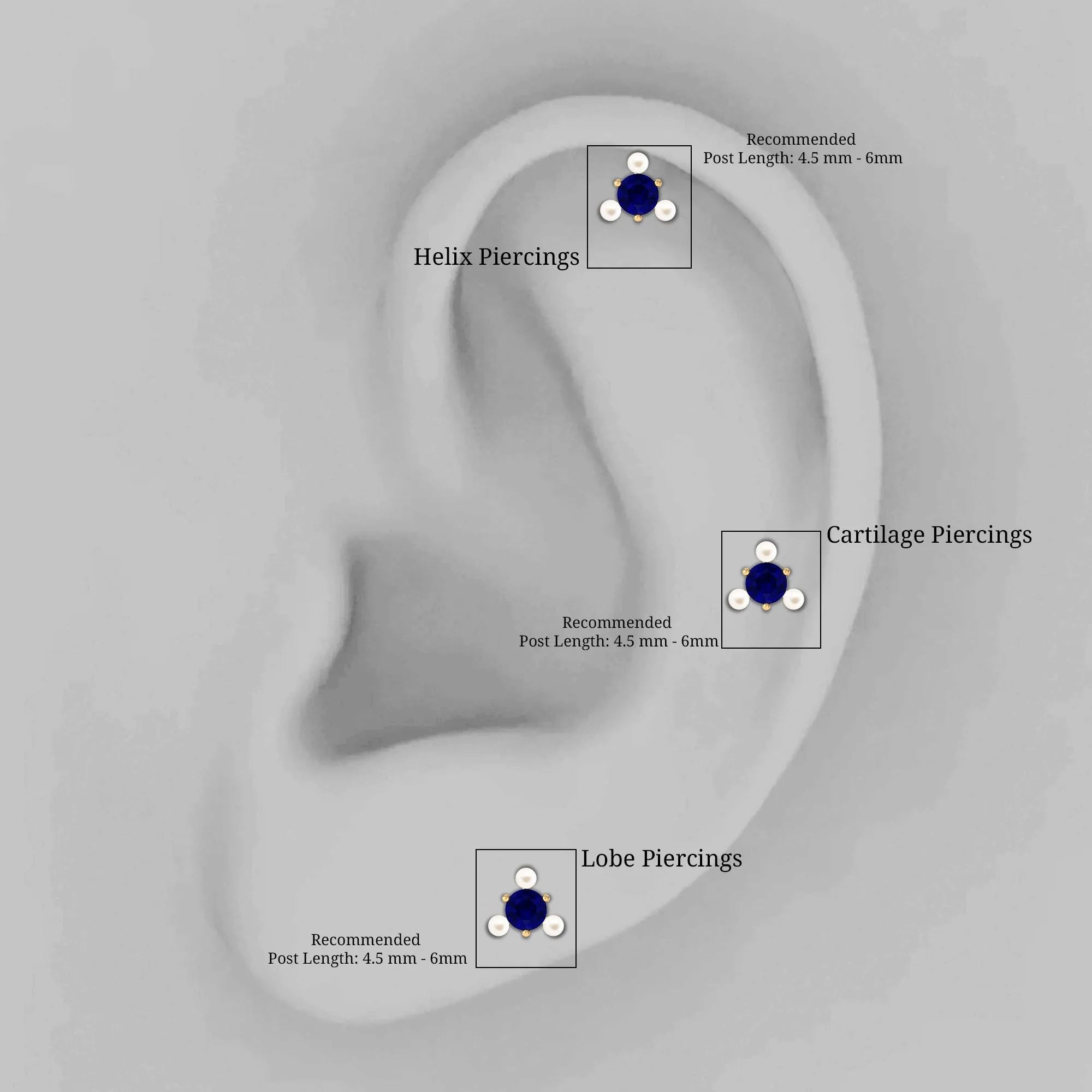 Blue Sapphire and Freshwater Pearl Cartilage Earring