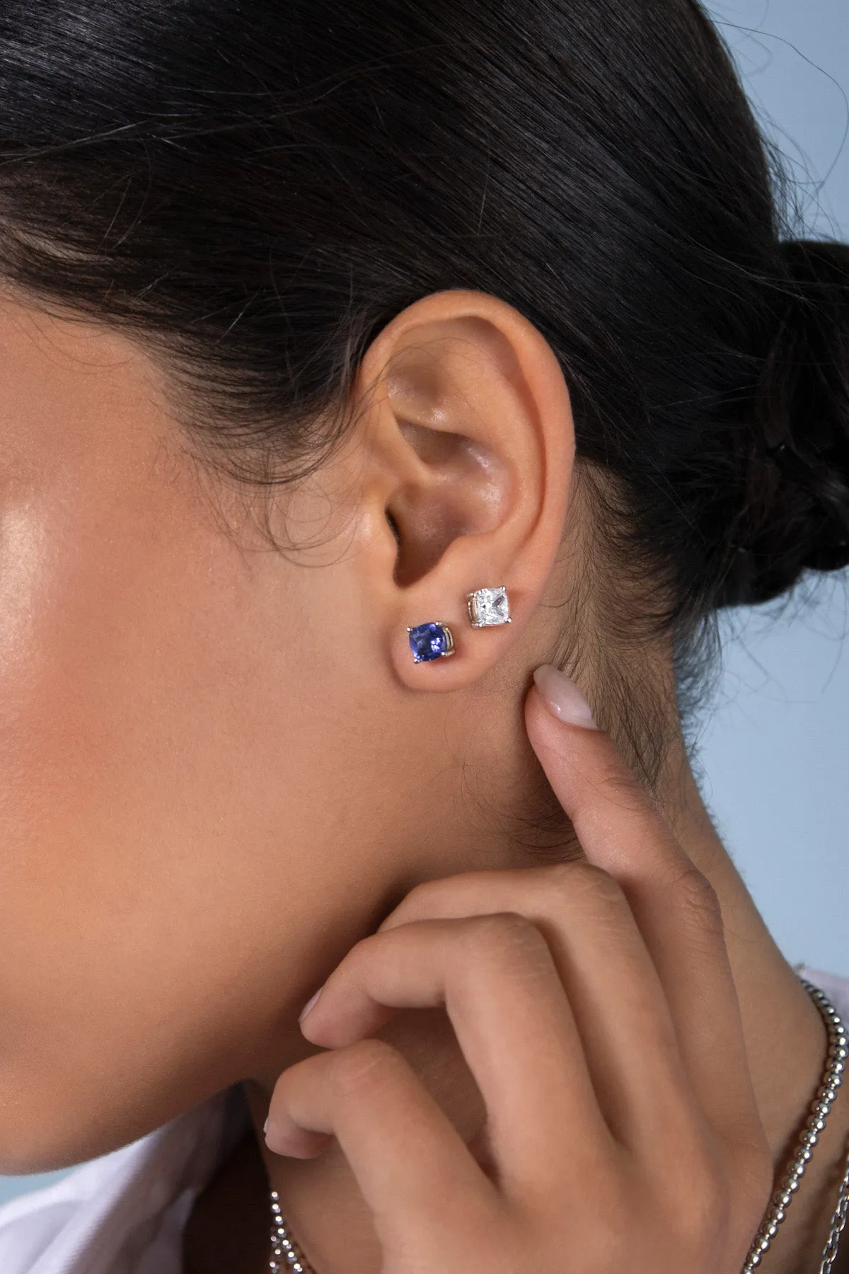 Blue Square Stud Earrings