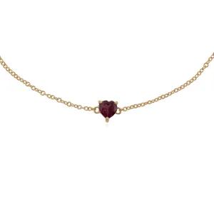 Bracelet Classique Or Jaune 375 Grenat Rhodolite Cœur serti griffe