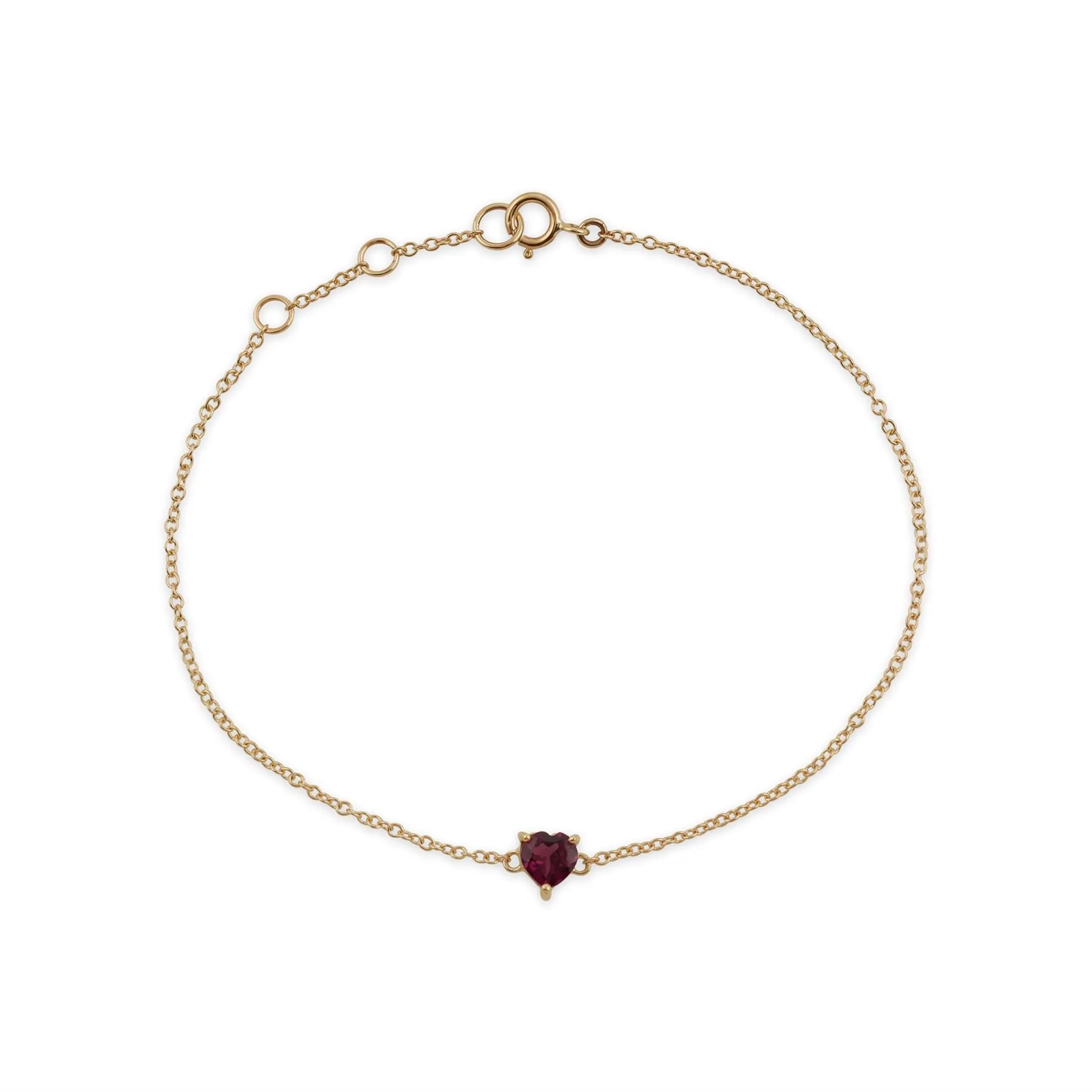 Bracelet Classique Or Jaune 375 Grenat Rhodolite Cœur serti griffe