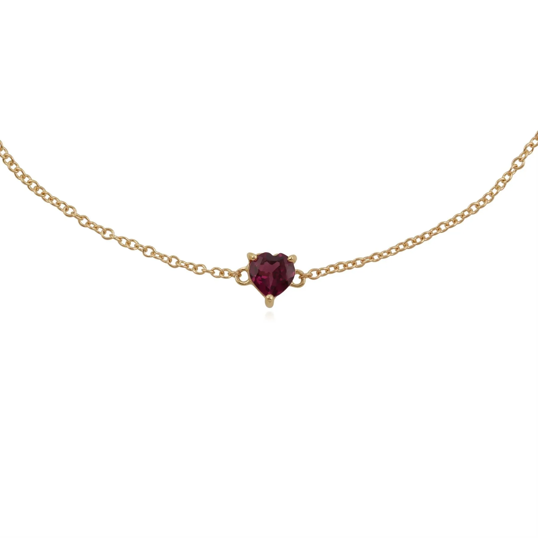 Bracelet Classique Or Jaune 375 Grenat Rhodolite Cœur serti griffe