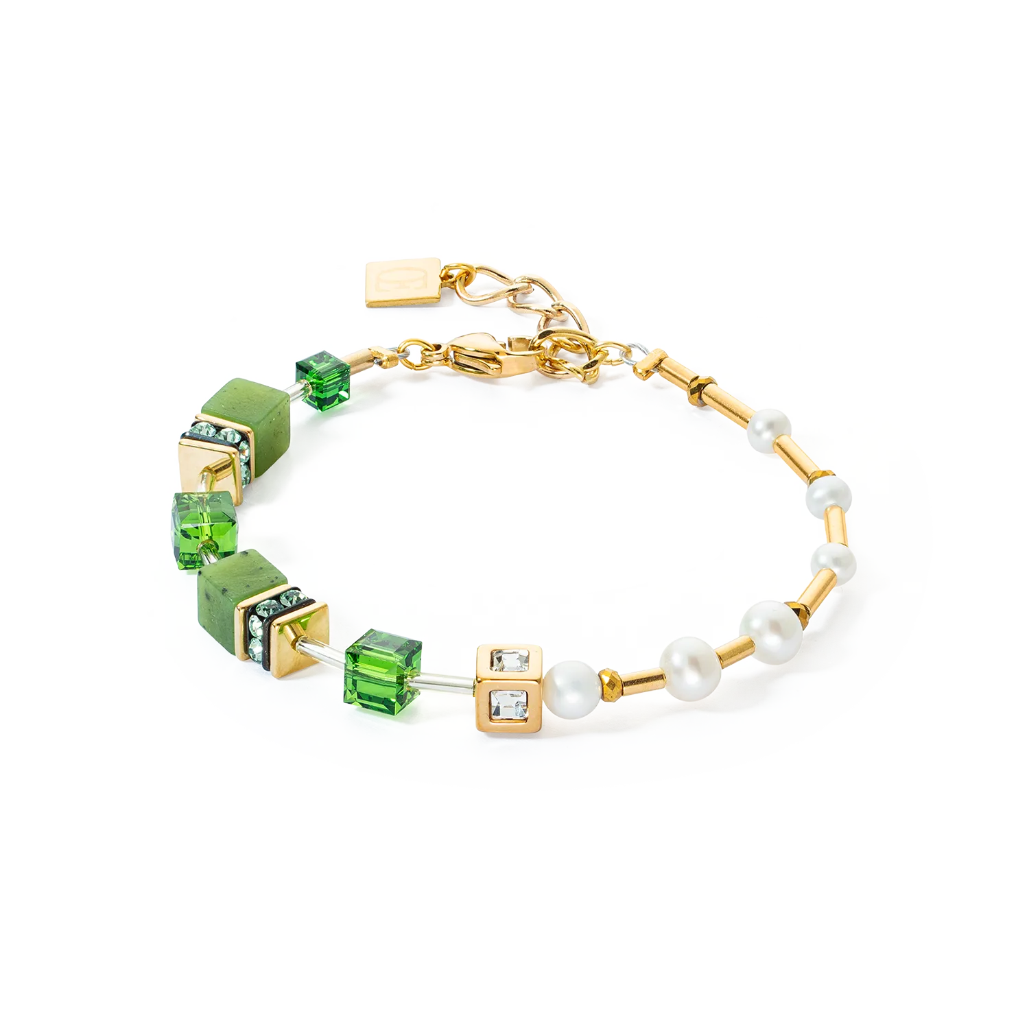 Bracelet GeoCUBE® Fusion Precious Pearl Mix gold-green
