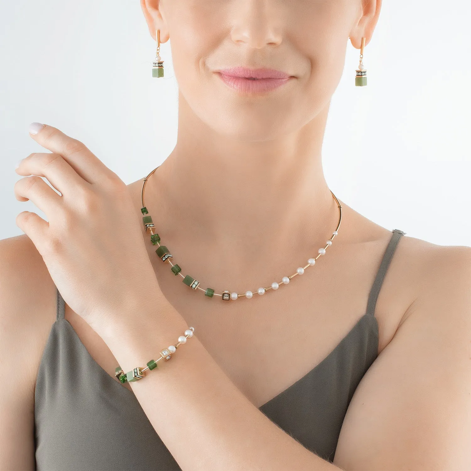 Bracelet GeoCUBE® Fusion Precious Pearl Mix gold-green