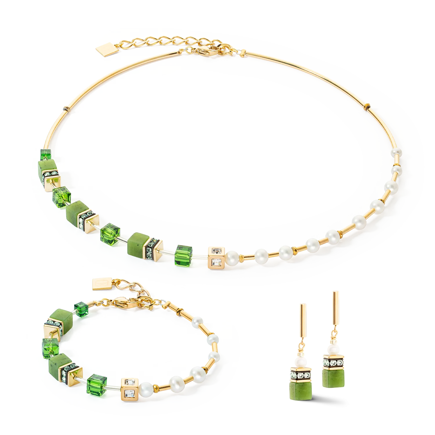 Bracelet GeoCUBE® Fusion Precious Pearl Mix gold-green