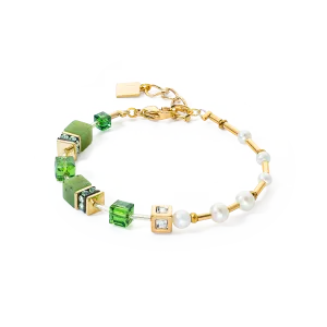 Bracelet GeoCUBE® Fusion Precious Pearl Mix gold-green