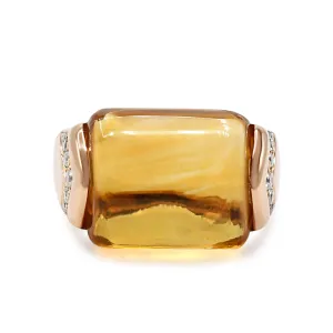 Bvlgari Citrine & Diamond Tronchetto Ring - 18ct Yellow Gold
