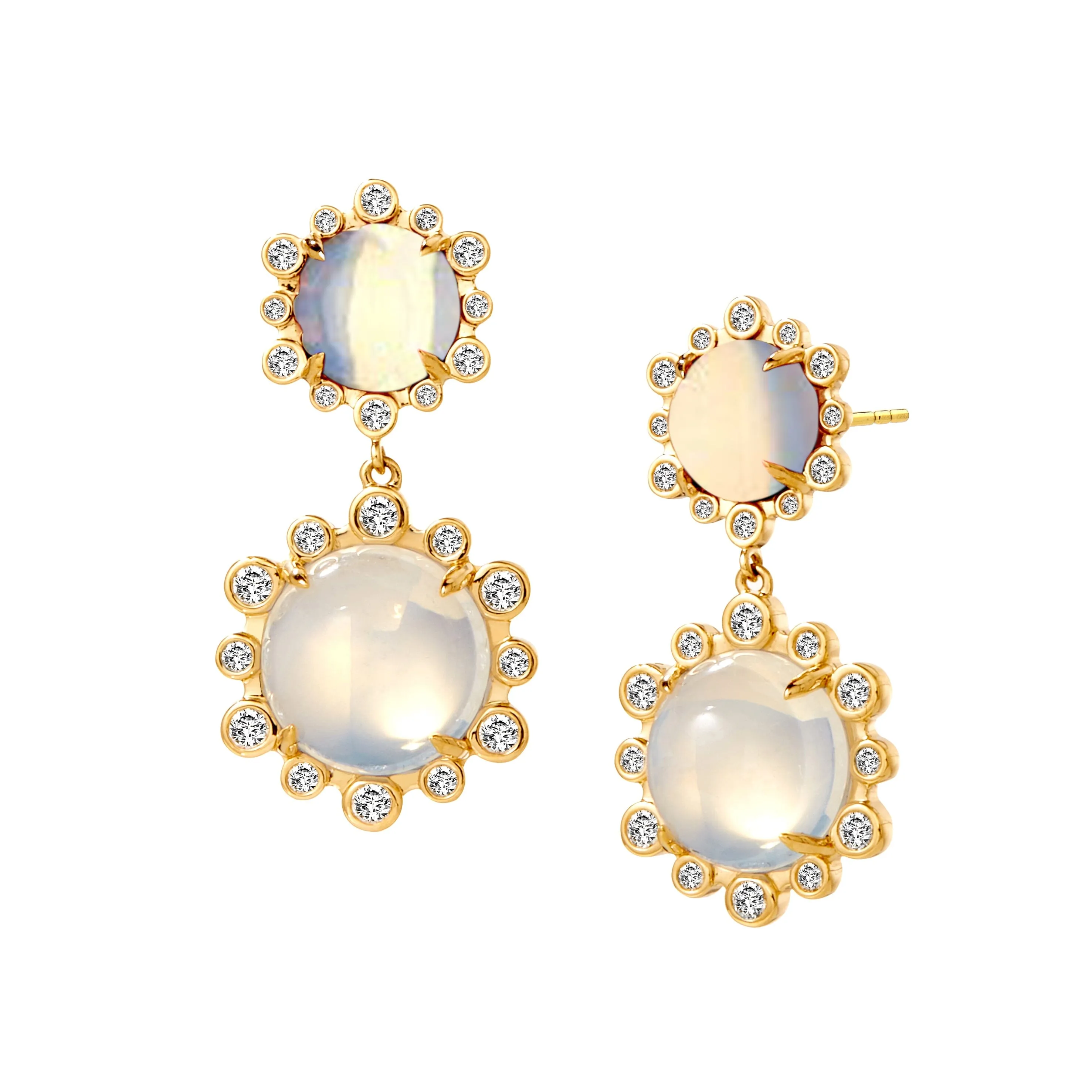 Cabochon Double Drop Earrings