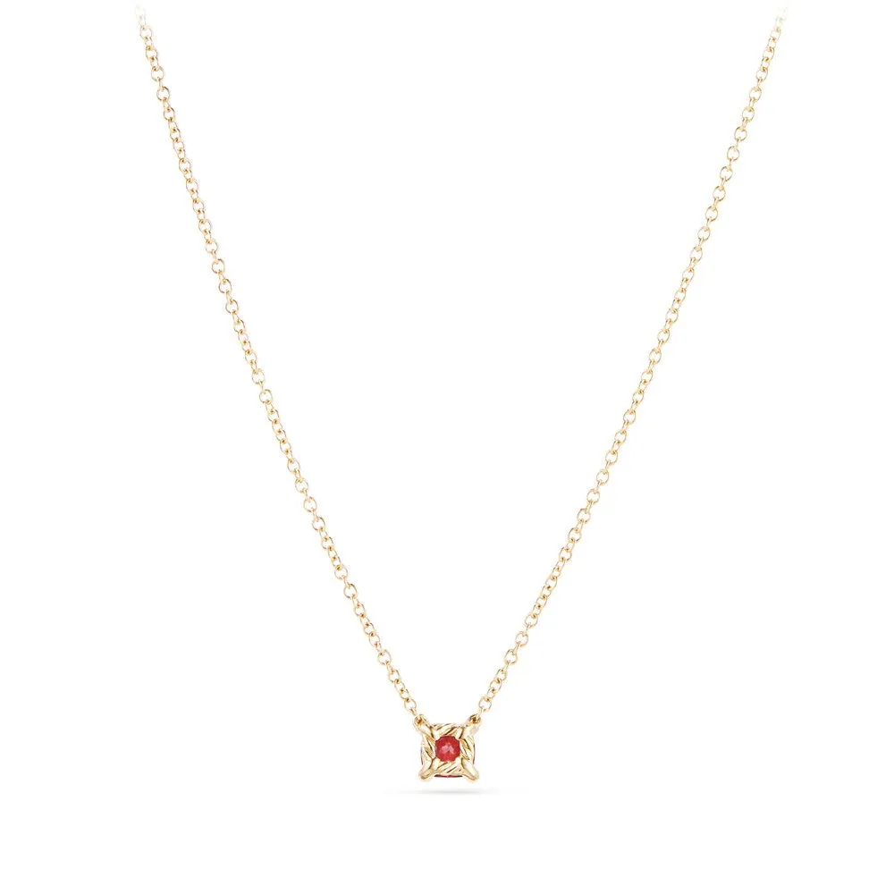 Chatelaine® Kids Necklace with Garnet in 18K Gold, 4mm