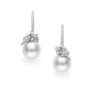 Cherry Blossom Earrings in White Gold