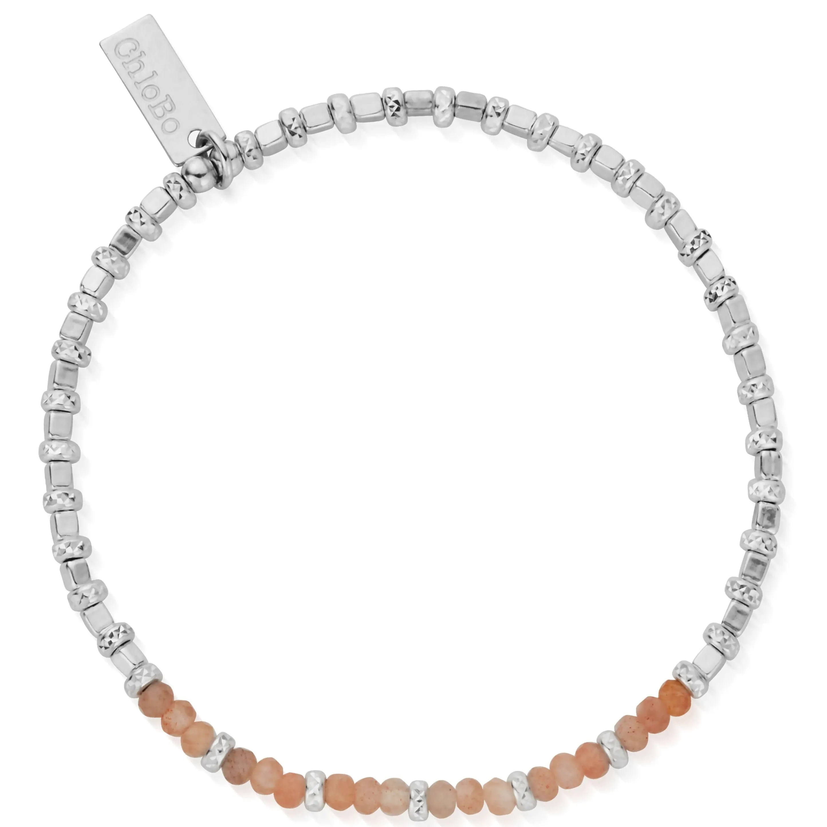 ChloBo Peach Moonstone Sparkle Cube Bracelet