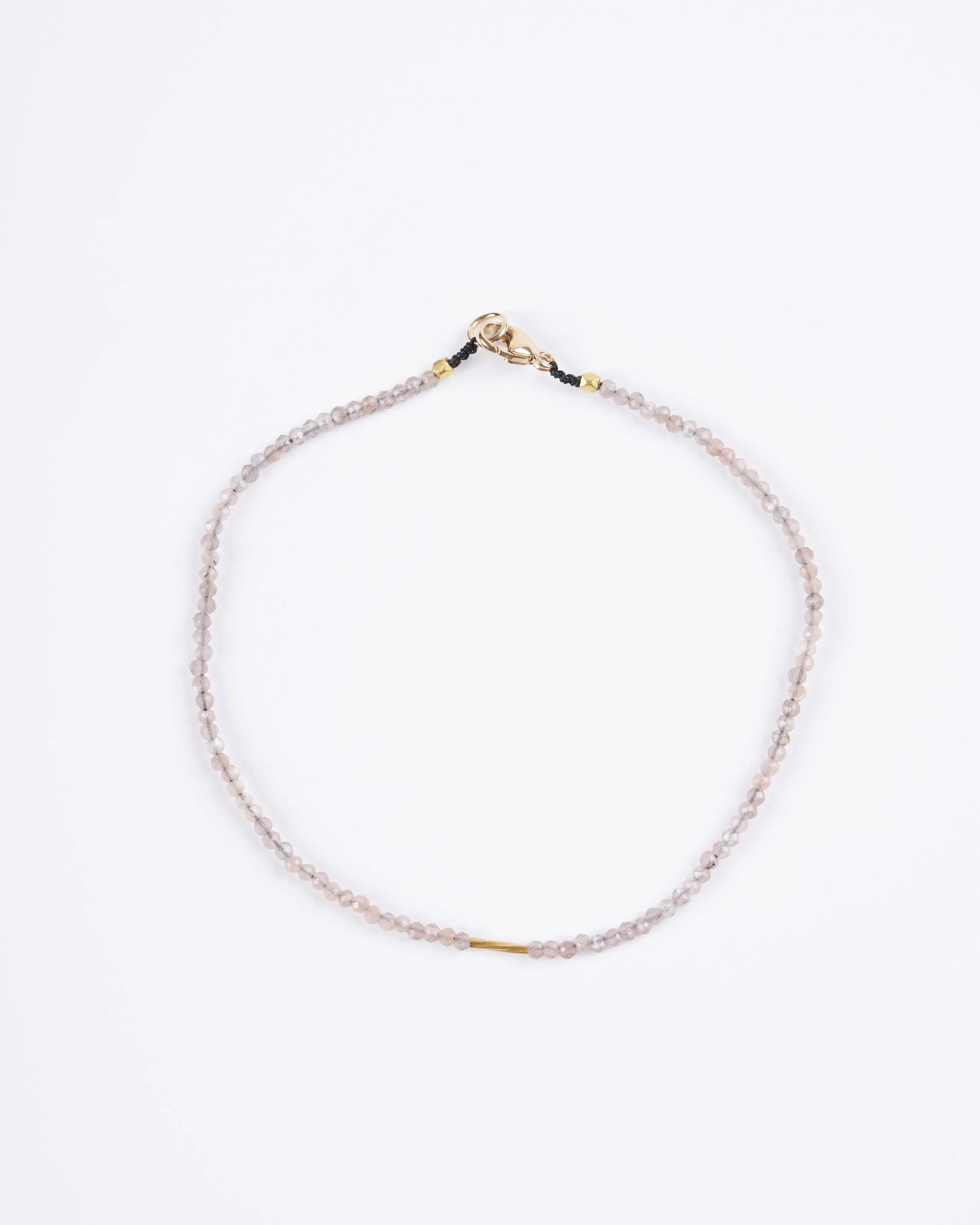 chocolate moonstone and 18k yellow gold beaded bracelet