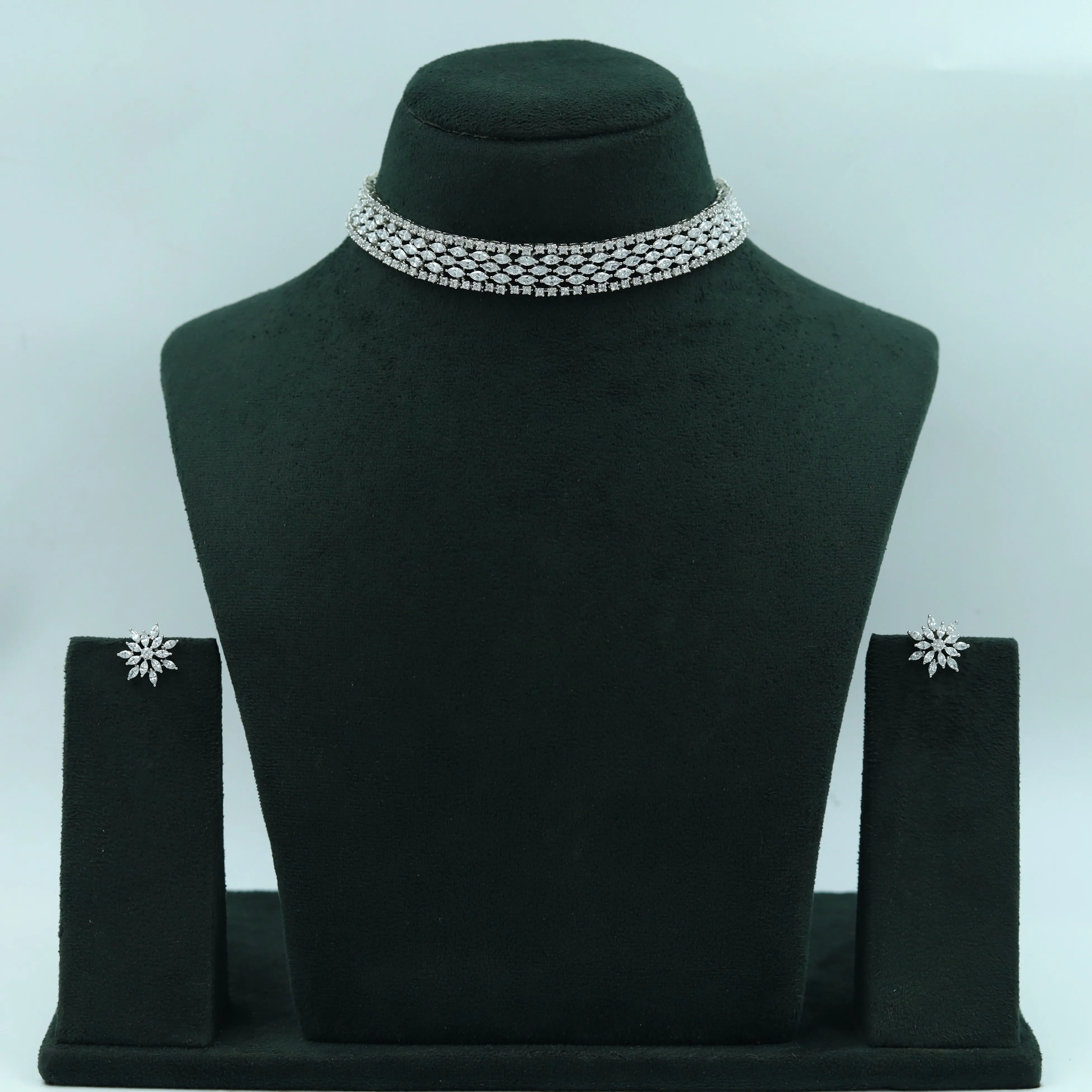 Choker Zircon/AD Necklace Set 15324-69