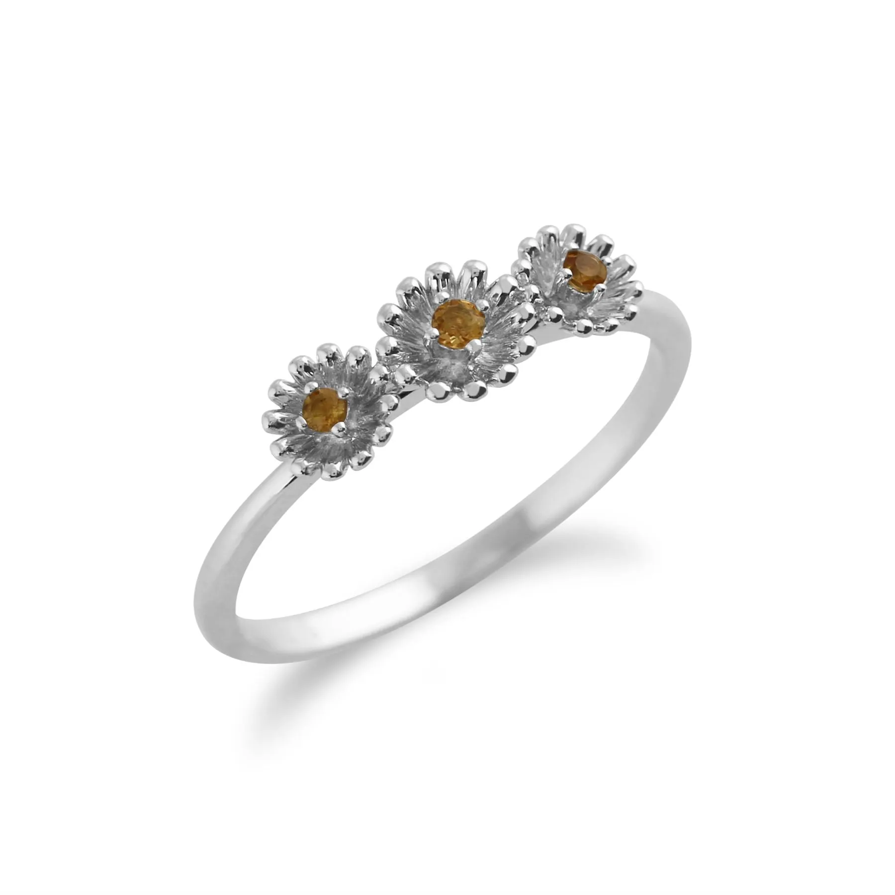 Citrin Ring, 925 Sterlingsilber 0.05ct Karat Citrin Blume Ring