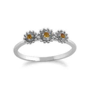 Citrin Ring, 925 Sterlingsilber 0.05ct Karat Citrin Blume Ring