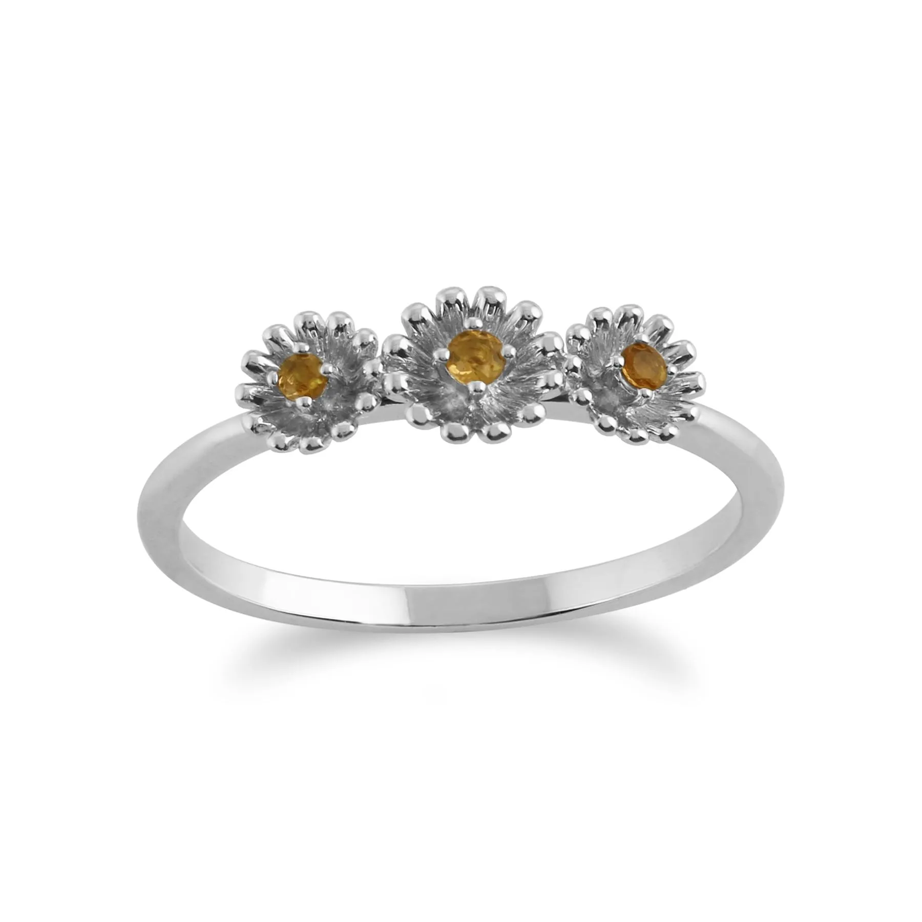 Citrin Ring, 925 Sterlingsilber 0.05ct Karat Citrin Blume Ring