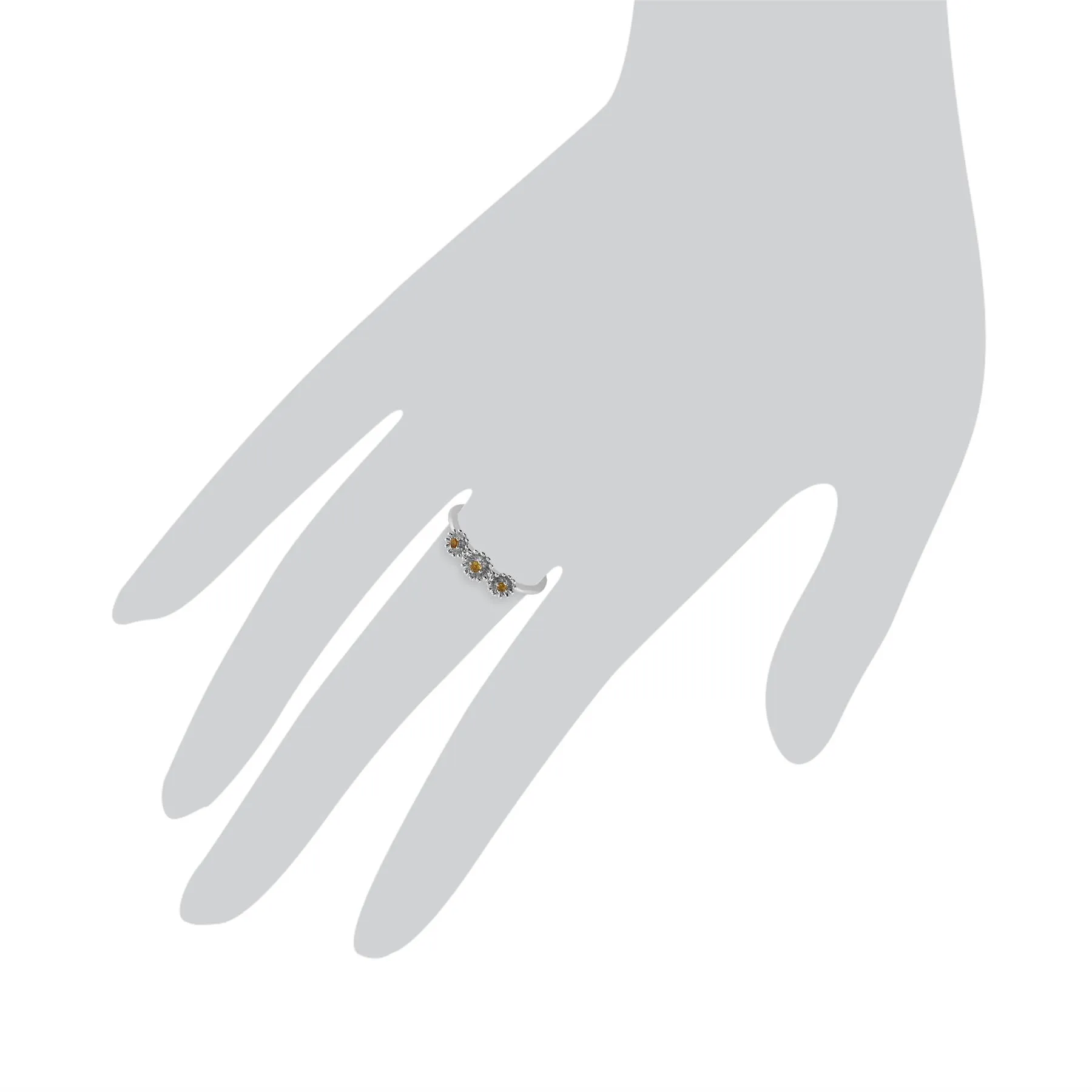 Citrin Ring, 925 Sterlingsilber 0.05ct Karat Citrin Blume Ring