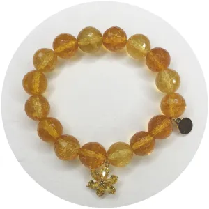 Citrine with Amber Glass Daisy Pendant