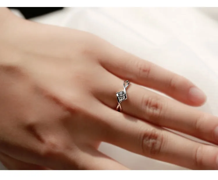Classical Female AAA Crystal Zircon Stone Infinite Ring Silver color Finger Ring Promise Engagement Rings for Women