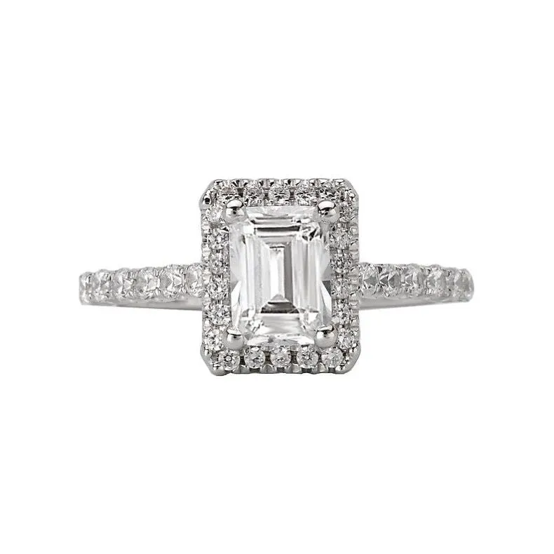 Contemporary Emerald Cut GIA Cert Engagement Ring