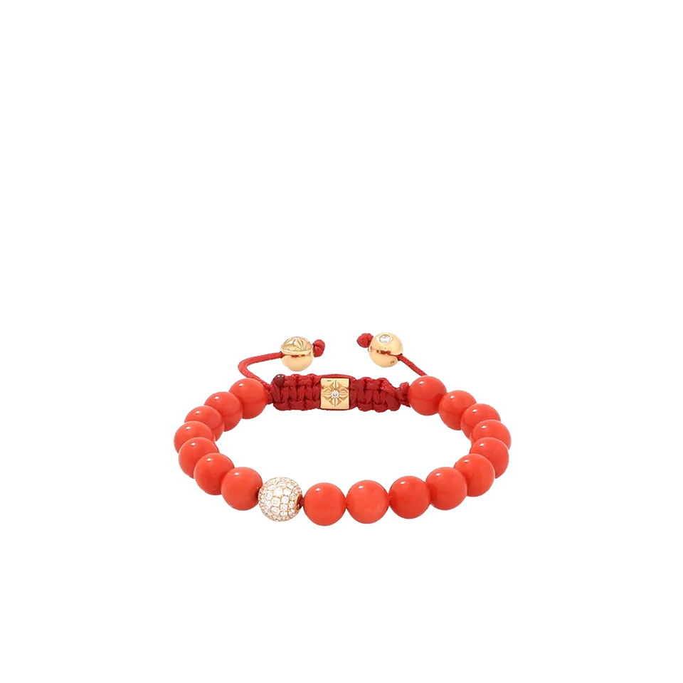 Coral And Diamond Beaded Bracelet