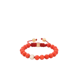 Coral And Diamond Beaded Bracelet