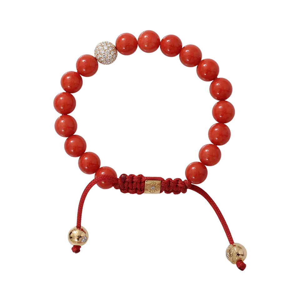 Coral And Diamond Beaded Bracelet