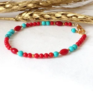 Coral and Turquoise Bracelet