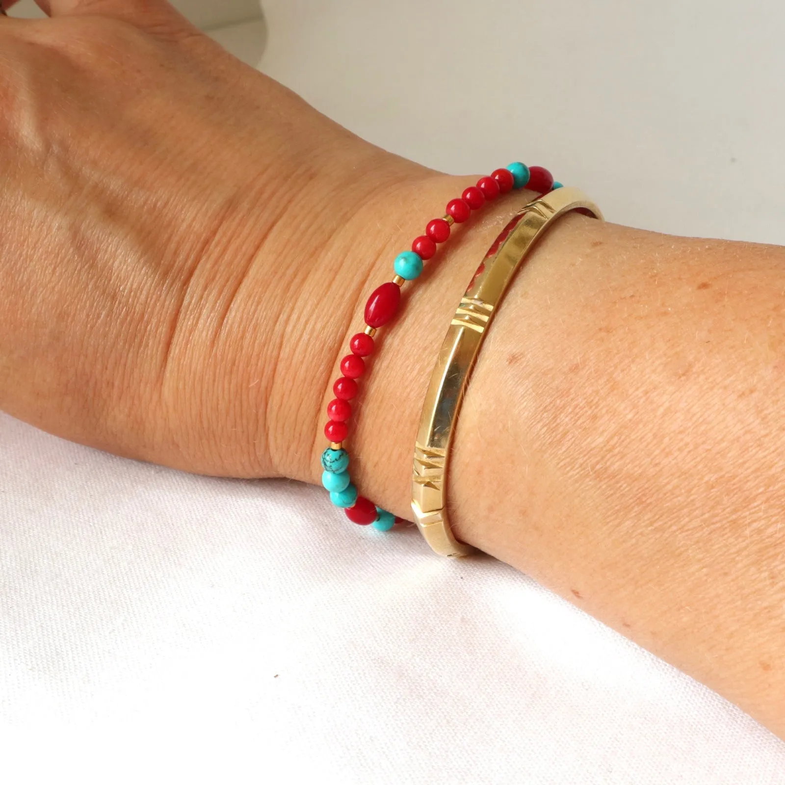 Coral and Turquoise Bracelet