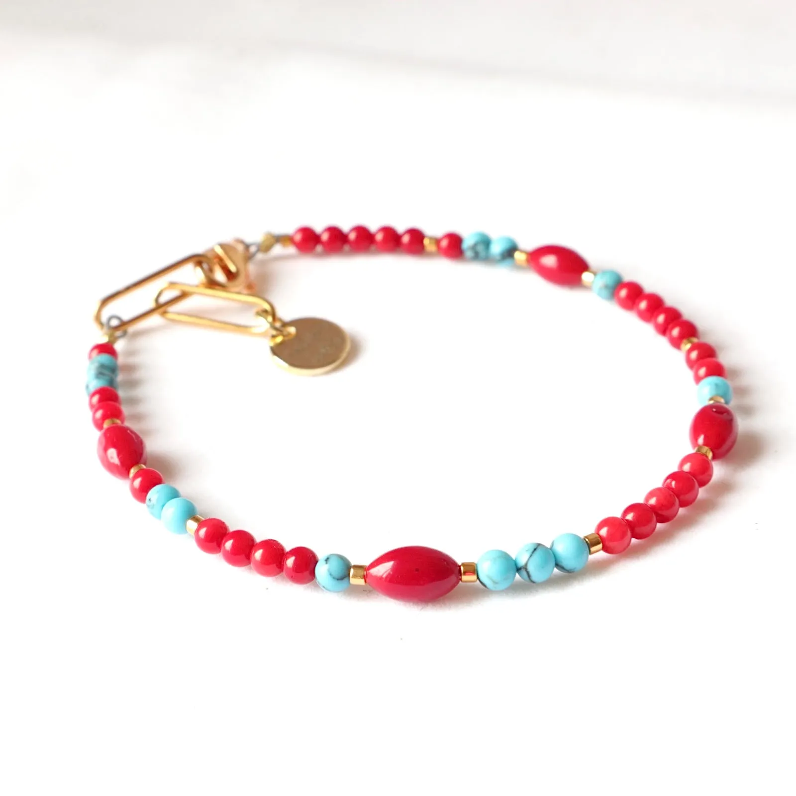 Coral and Turquoise Bracelet