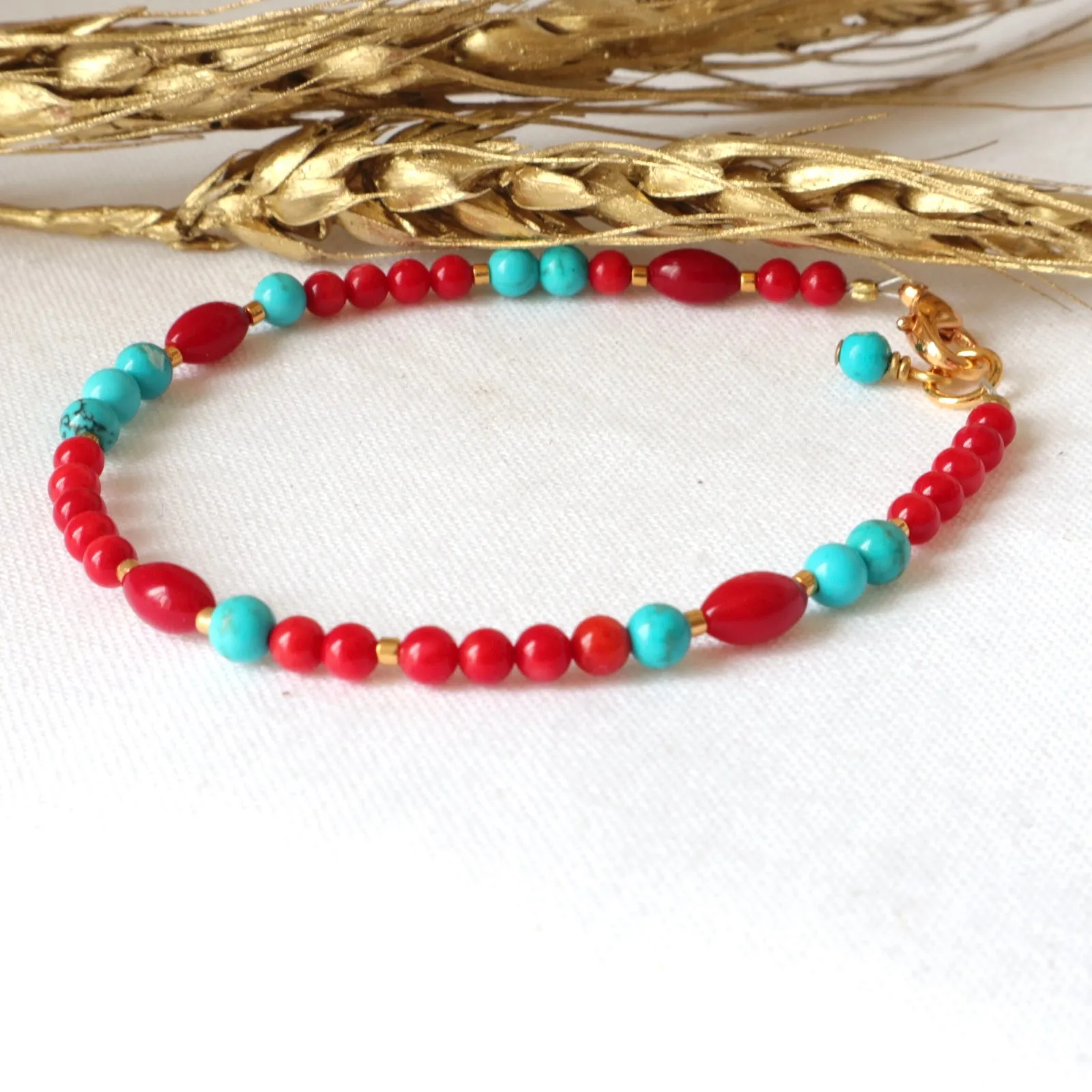 Coral and Turquoise Bracelet
