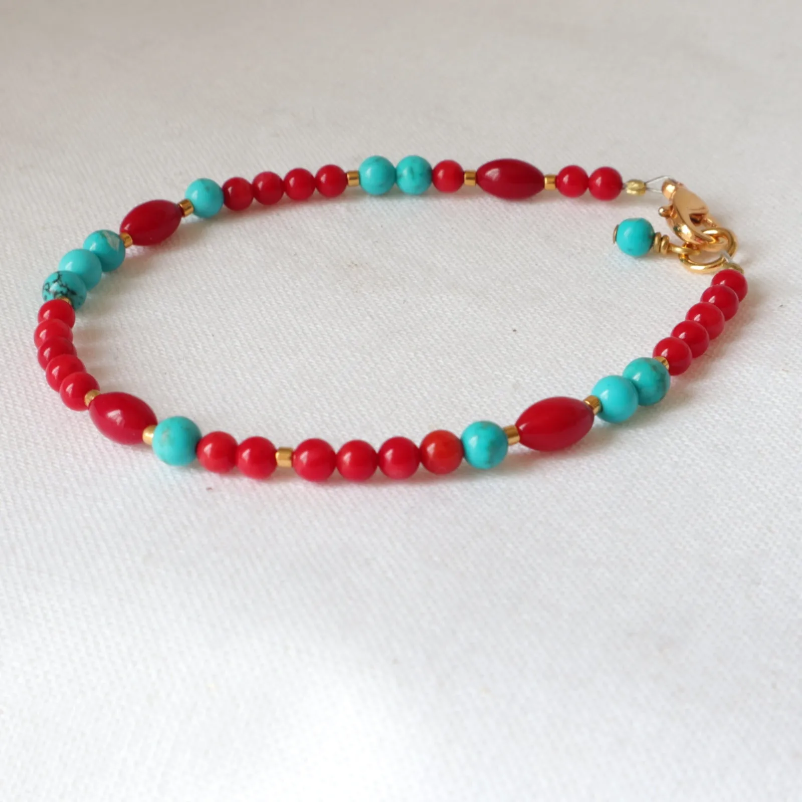 Coral and Turquoise Bracelet