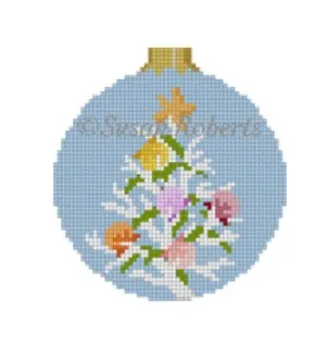 Coral Christmas Tree Round Canvas