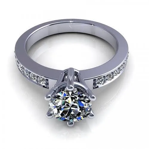 Cost-Effective 0.70 CT Round Cut Diamond Engagement Ring in 14 KT White Gold