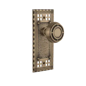 Craftsman Long Plate with Mission Knob in Antique Brass