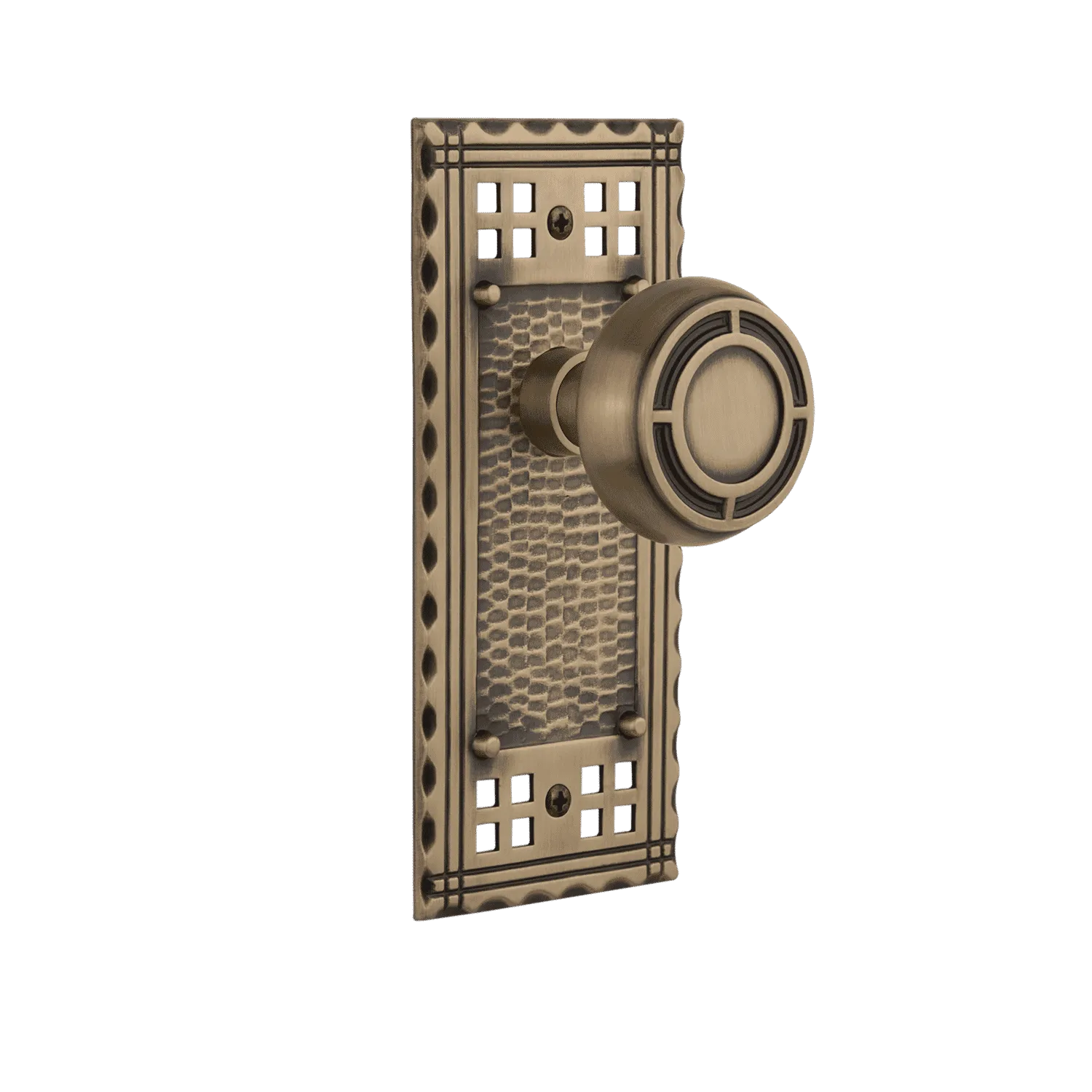 Craftsman Long Plate with Mission Knob in Antique Brass