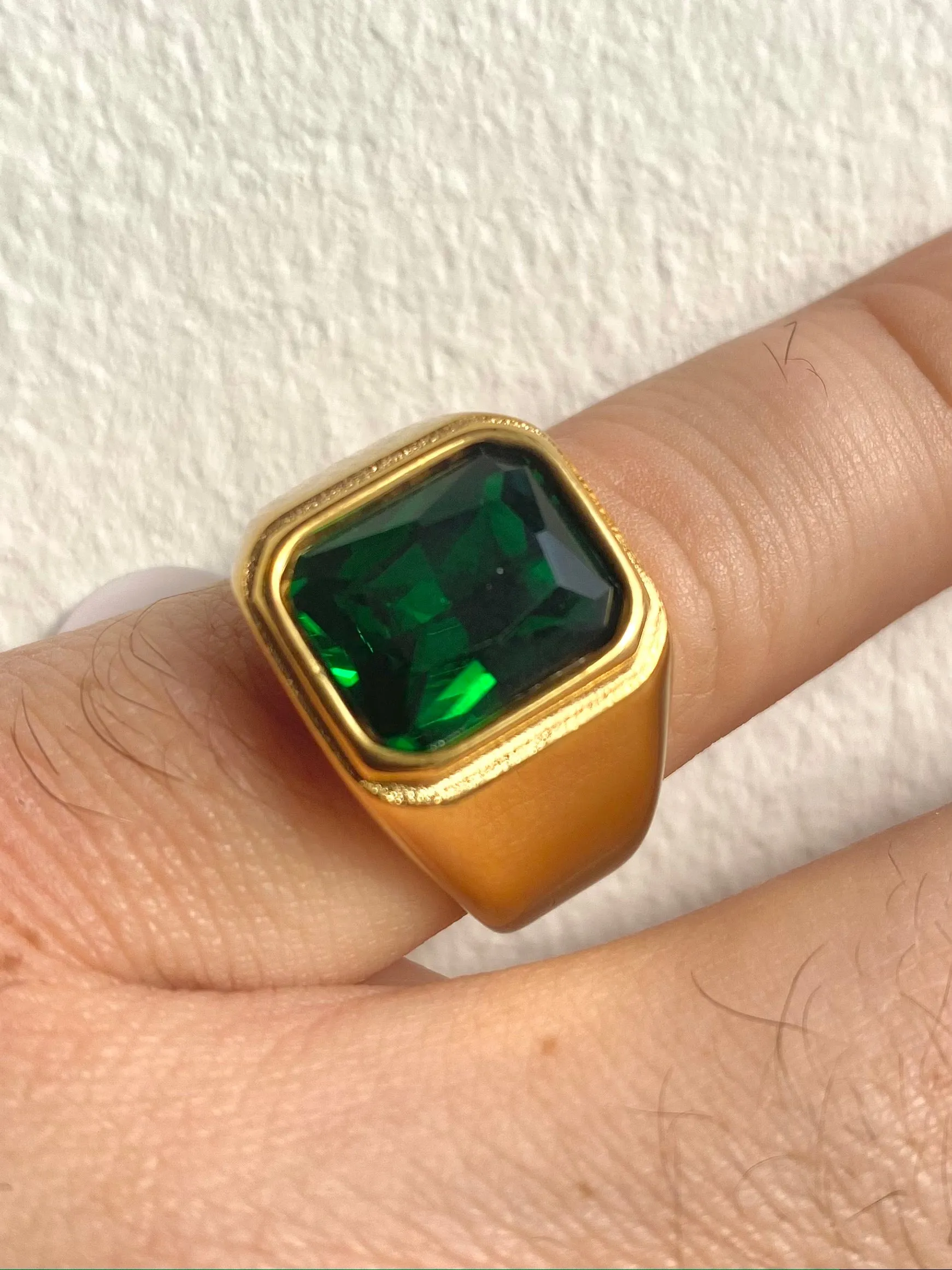 Cubic Zirconia (CZ) Emerald Signet Ring