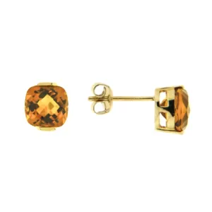 Cushion Citrine Stud Earrings