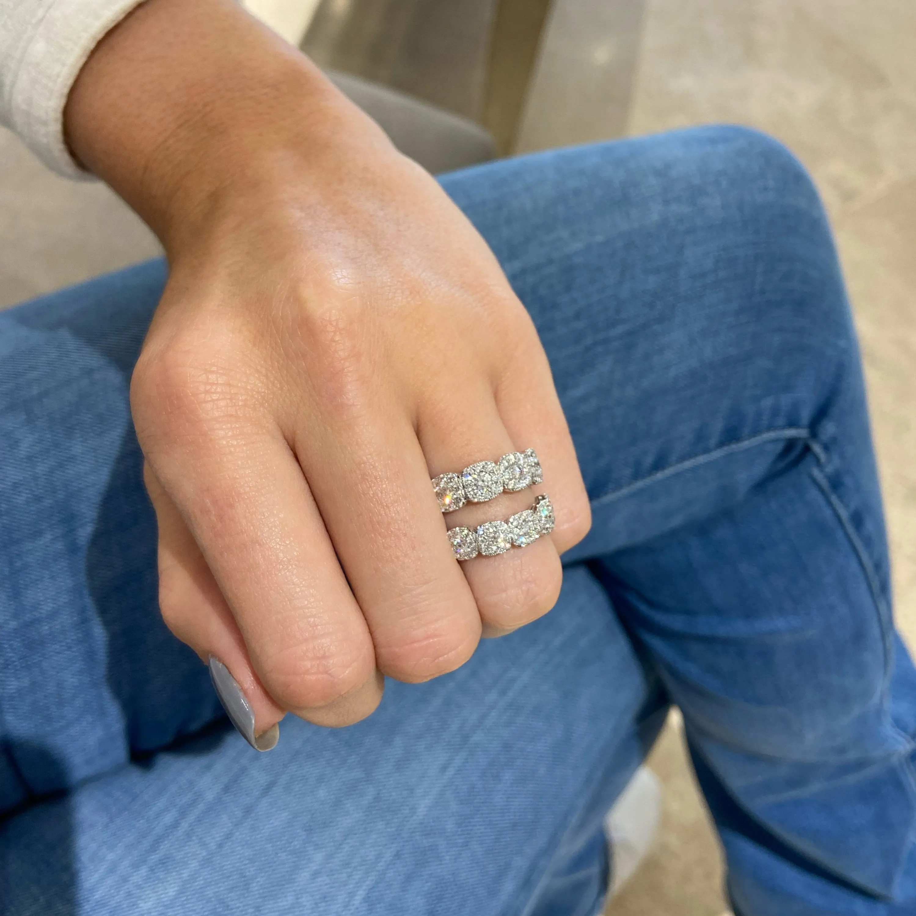 Cushion-Shaped Halo Diamond Wedding Band