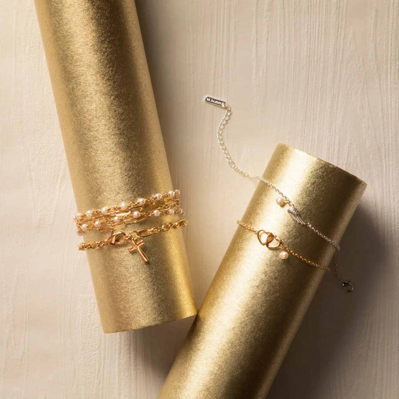 Dainty Bracelet - Silver/Gold Double Heart