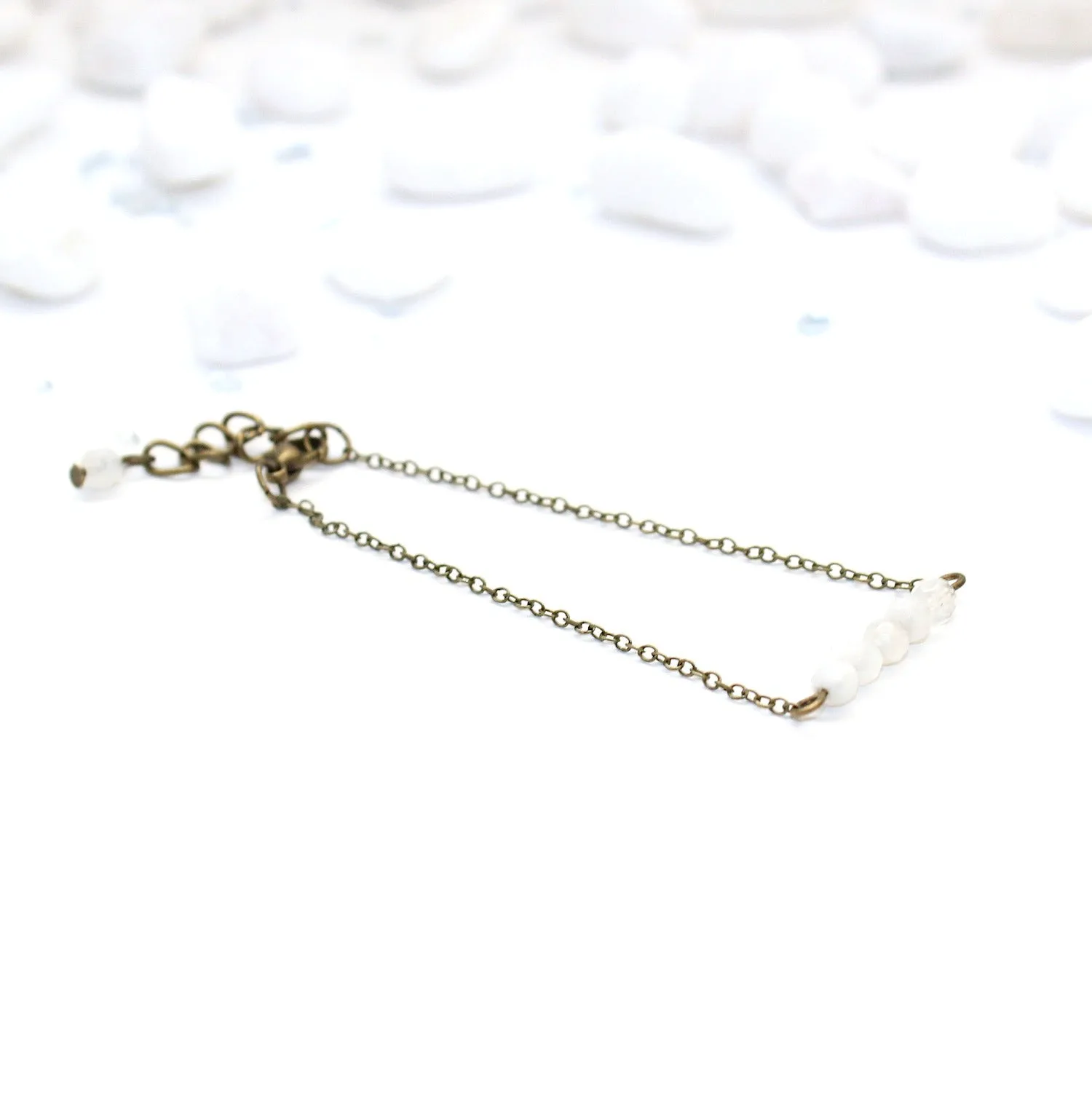 Dainty Rainbow Moonstone Bar Bracelet
