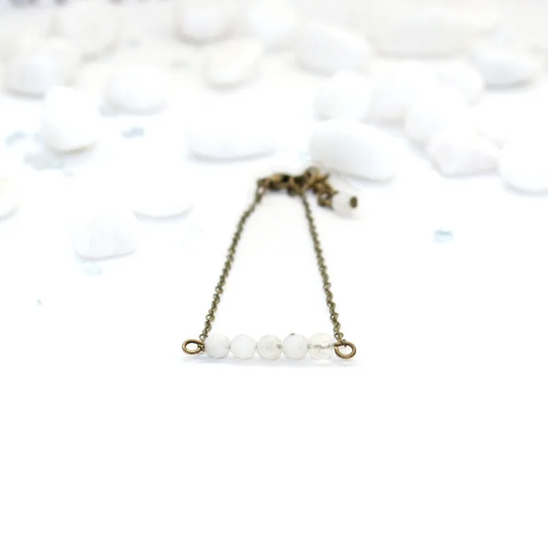 Dainty Rainbow Moonstone Bar Bracelet