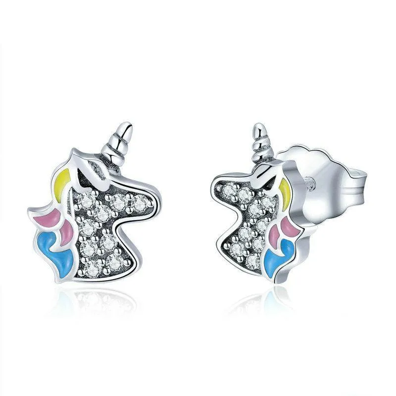 Dazzling Sterling Silver Unicorn Earrings