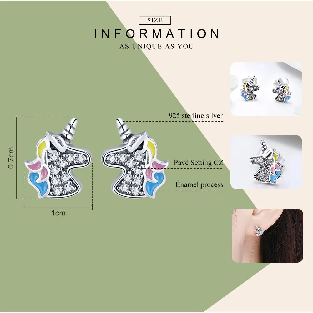 Dazzling Sterling Silver Unicorn Earrings