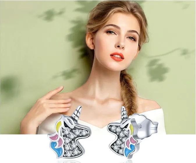 Dazzling Sterling Silver Unicorn Earrings